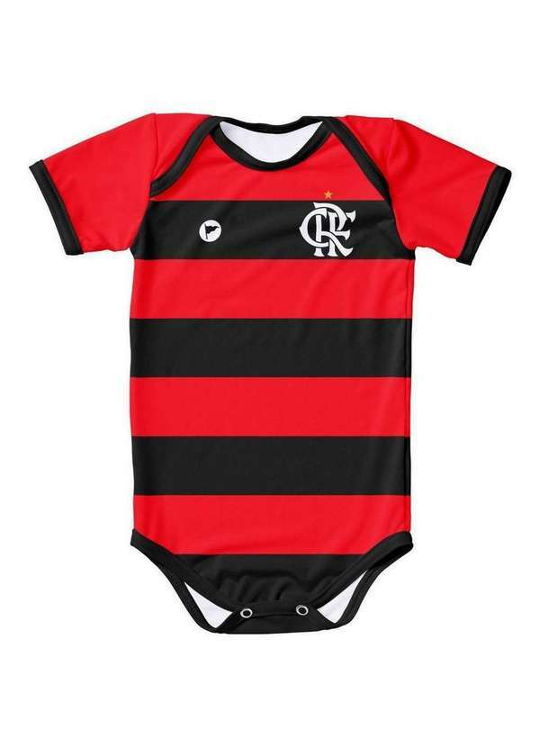 Torcida Baby - Body Flamengo Proteção Uv Listrado Oficial Vermelho / Preto