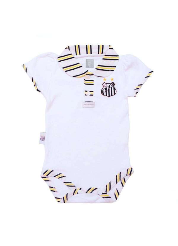 Revedor - Body Polo Santos Manga Curta Feminino Oficial Branco