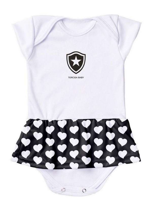 Torcida Baby - Body Vestido Botafogo Corações Torcida Baby Branco / Preto