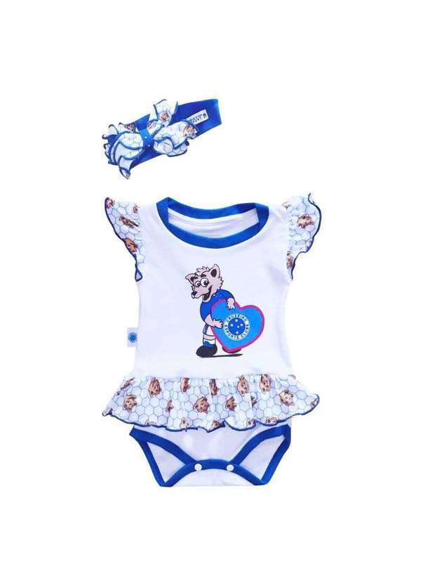 Revedor - Body Vestido Cruzeiro Mascote com Laço Oficial Branco / Rosa