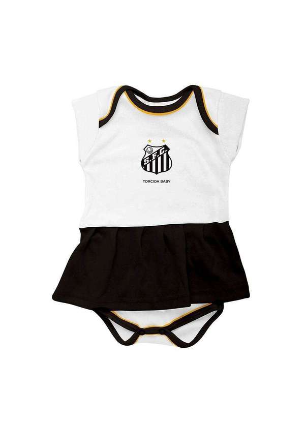 Torcida Baby - Body Vestido Santos Infantil - Torcida Baby Branco / Preto