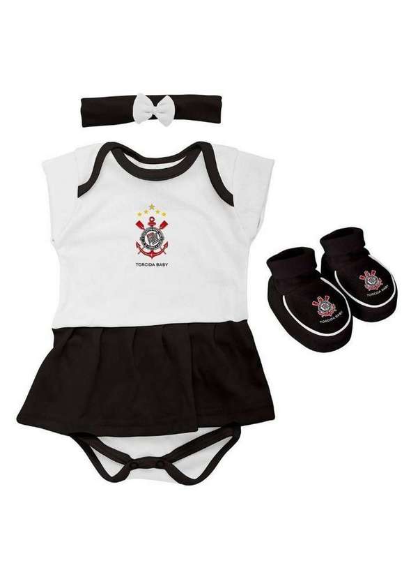 Torcida Baby - Kit Bebê Corinthians 3 Peças Menina Torcida Baby Branco 2