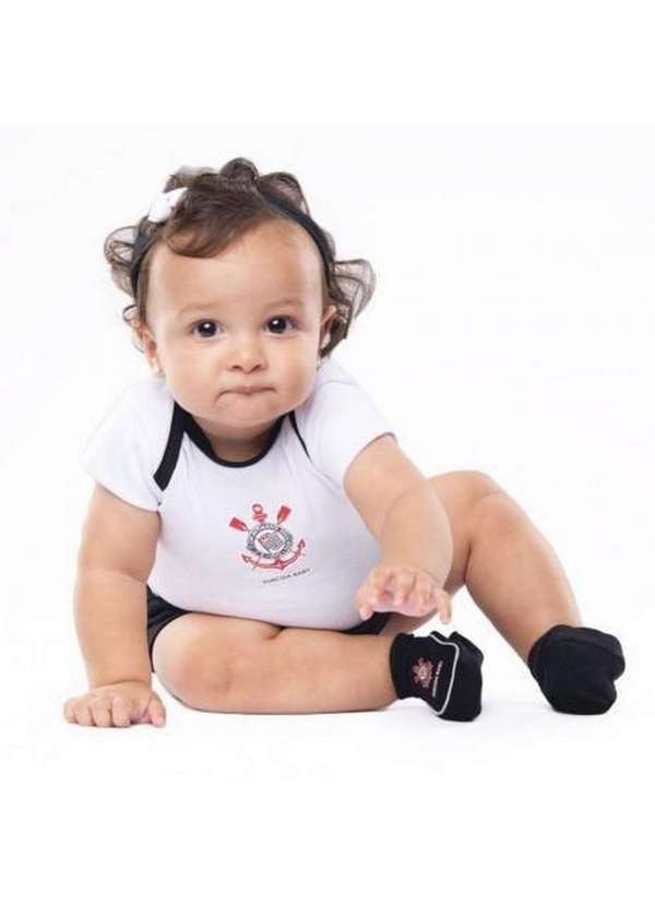 Torcida Baby - Kit Bebê Corinthians 3 Peças Menina Torcida Baby Branco 3