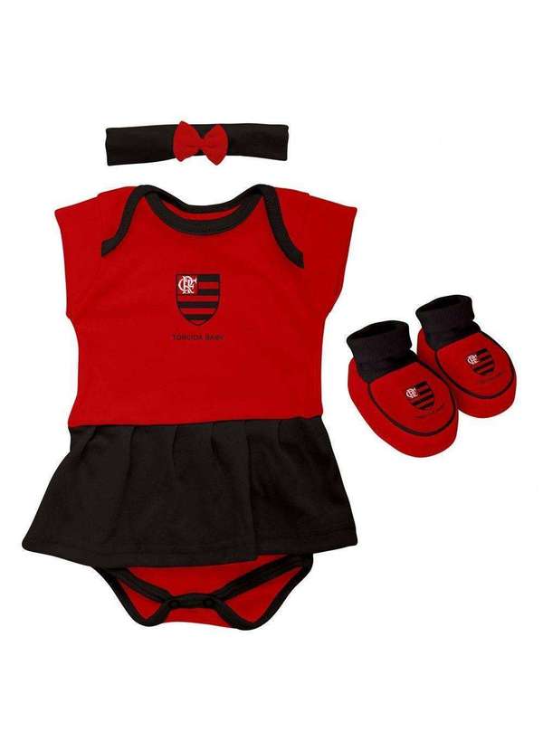 Torcida Baby - Kit Bebê Flamengo 3 Peças Menina Torcida Baby Vermelho 2