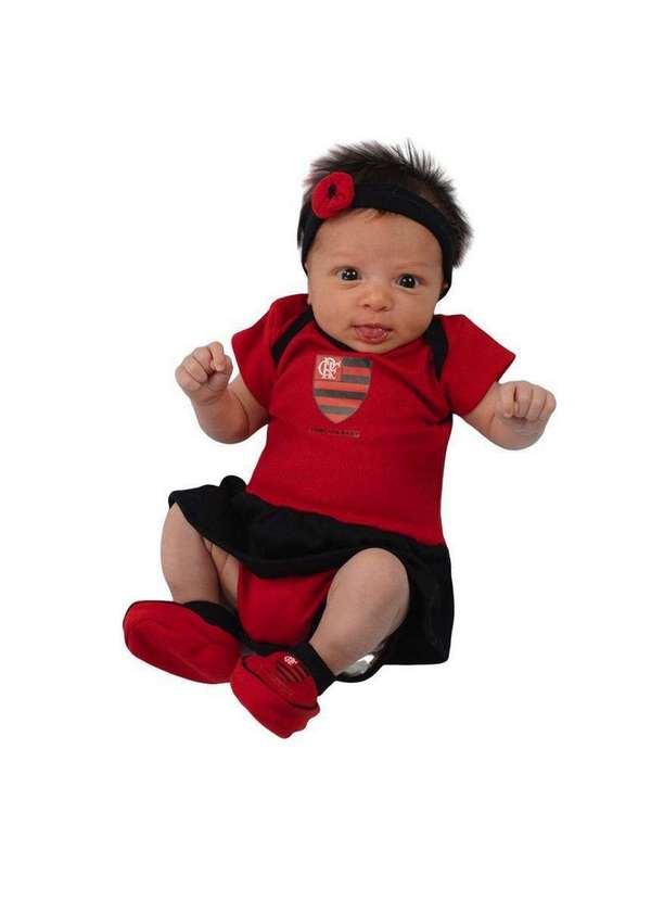 Torcida Baby - Kit Bebê Flamengo 3 Peças Menina Torcida Baby Vermelho 4