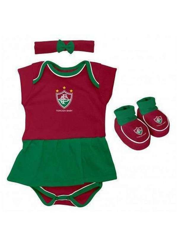 Torcida Baby - Kit Bebê Fluminense 3 Peças Menina - Torcida Baby Grená / Verde