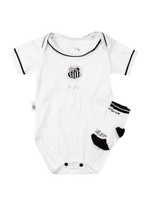 Revedor - Kit Bebê Santos com Body e Meia Oficial Branco