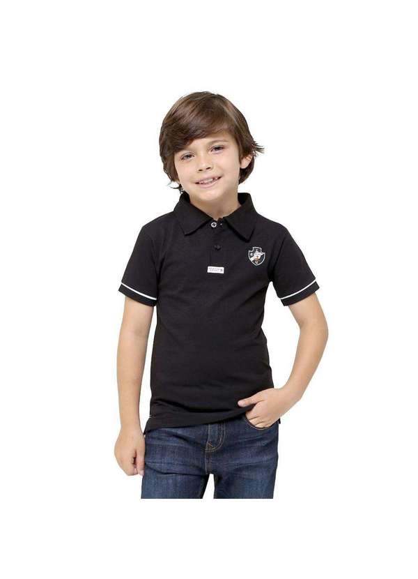 Revedor - Camisa Polo Infantil Vasco Preta Oficial Preto
