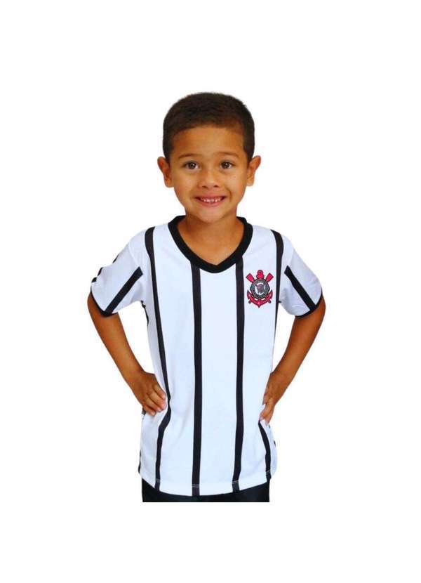 Revedor - Camiseta Infantil Corinthians Branca Listras Oficial Branco