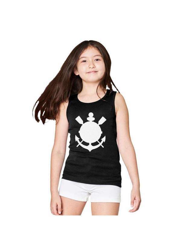 Revedor - Camiseta Infantil Corinthians Regata Preta Stamp Oficial Preto