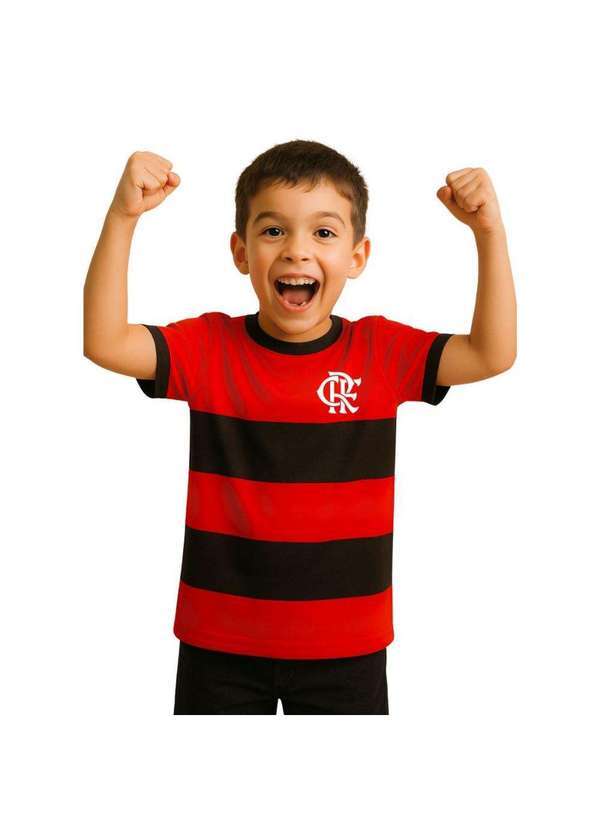 Revedor - Camiseta Infantil Flamengo Listras Oficial Vermelho / Preto