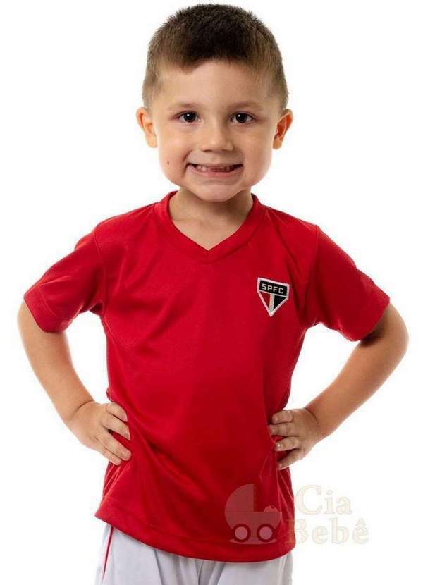 Revedor - Camiseta Infantil São Paulo Vermelha Gola V Oficial Vermelho