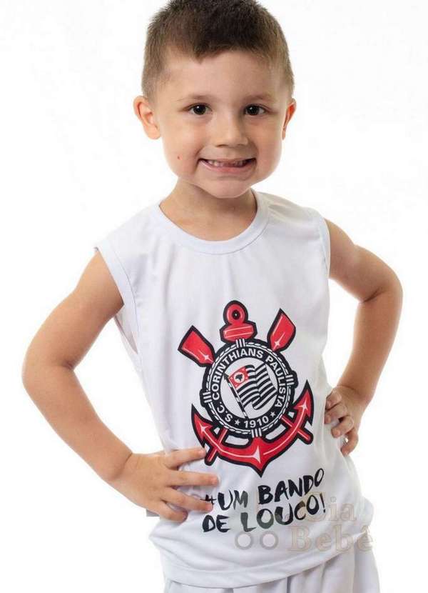 Revedor - Camiseta Regata Infantil Corinthians Oficial Branco