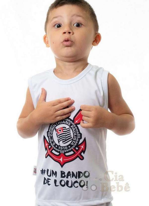 Revedor - Camiseta Regata Infantil Corinthians Oficial Branco 2