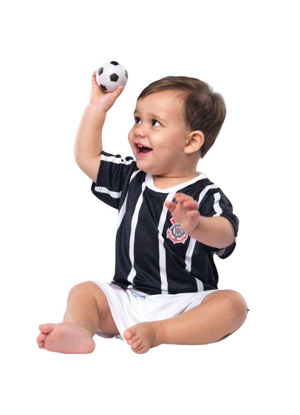 Torcida Baby - Uniforme Bebê Corinthians Oficial - Torcida Baby Preto / Branco