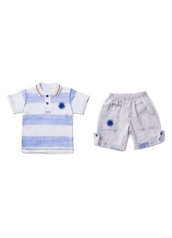 Revedor - Conjunto Cruzeiro Infantil Polo e Bermuda Oficial Branco