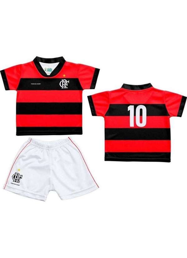 Torcida Baby - Conjunto Flamengo Uniforme Bebê - Torcida Baby Vermelho / Preto