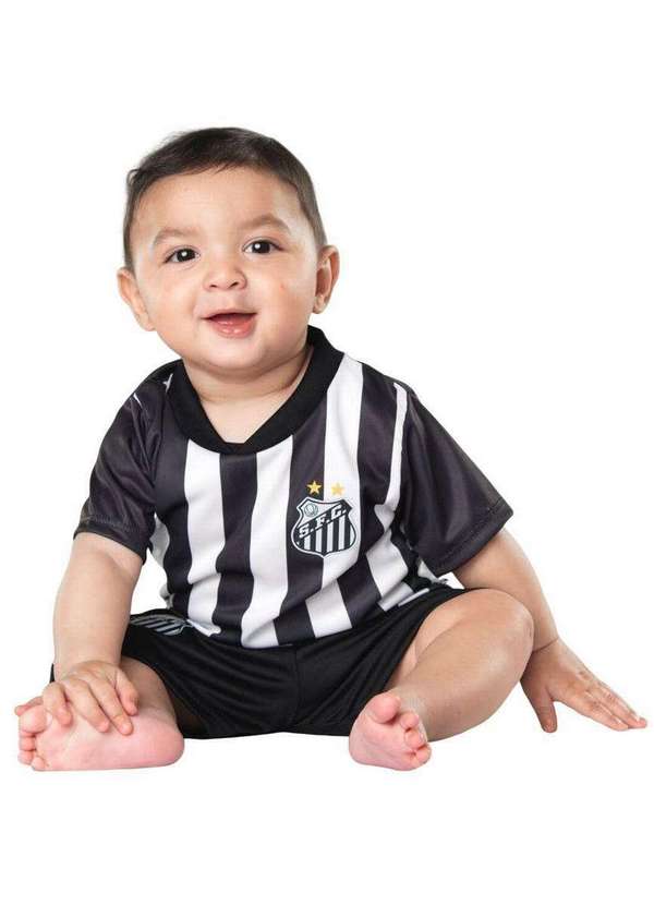 Torcida Baby - Conjunto Uniforme Bebê Infantil Santos Oficial Branco