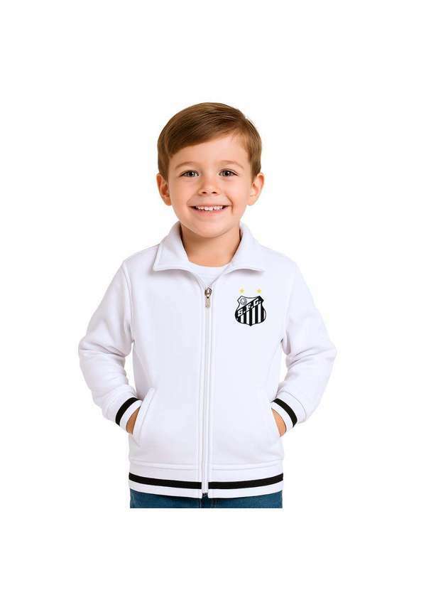 Revedor - Jaqueta Infantil Santos Blusa de Frio Flanelada Oficial Branco