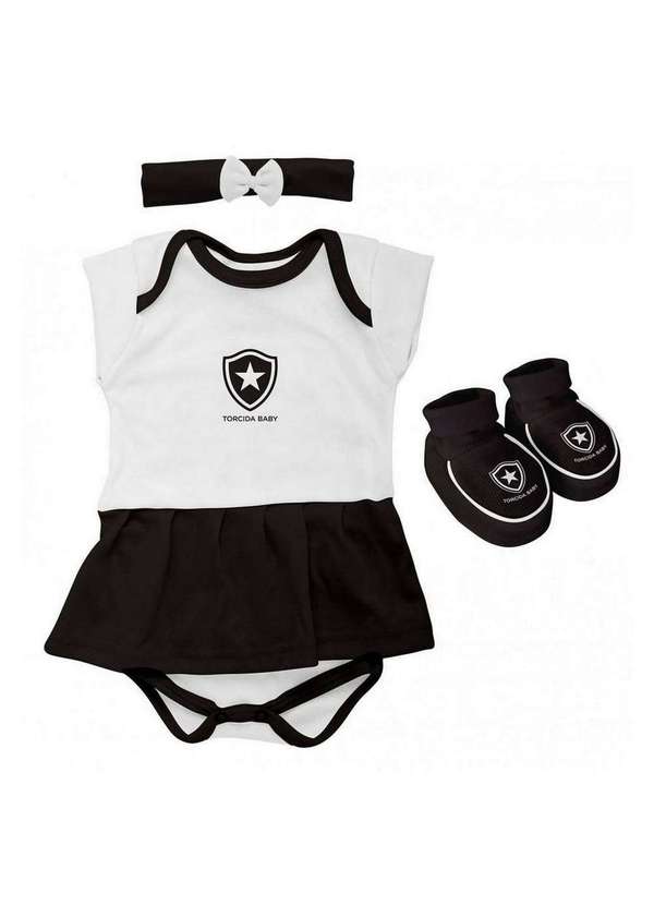 Torcida Baby - Kit Bebê Botafogo 3 Peças Menina - Torcida Baby Branco / Preto 2