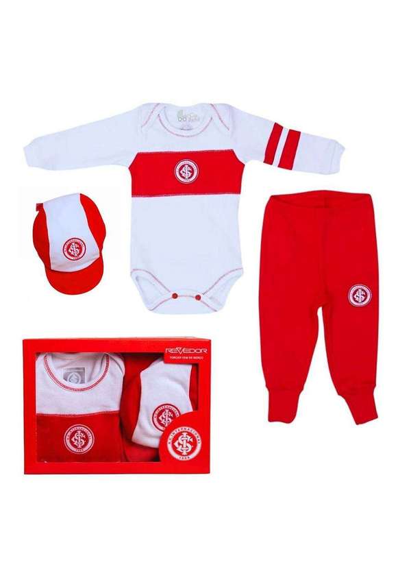 Revedor - Kit Bebê Internacional 3 Pçs Body Calça e Boné Oficial Branco
