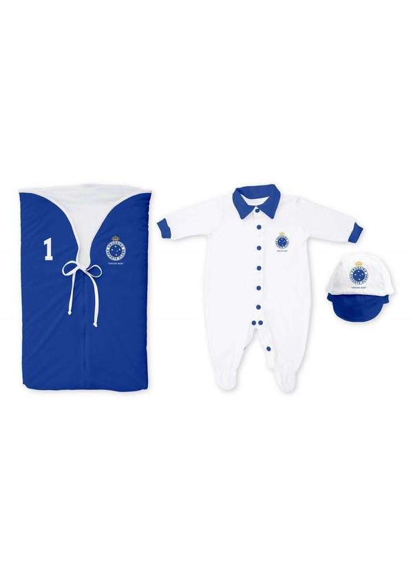 Torcida Baby - Kit Cruzeiro Saída Maternidade Azul - Torcida Baby Branco