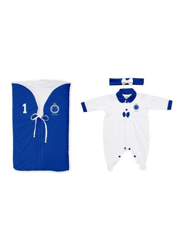 Torcida Baby - Kit Saída Maternidade Cruzeiro Meninas - Torcida Baby Branco / Azul