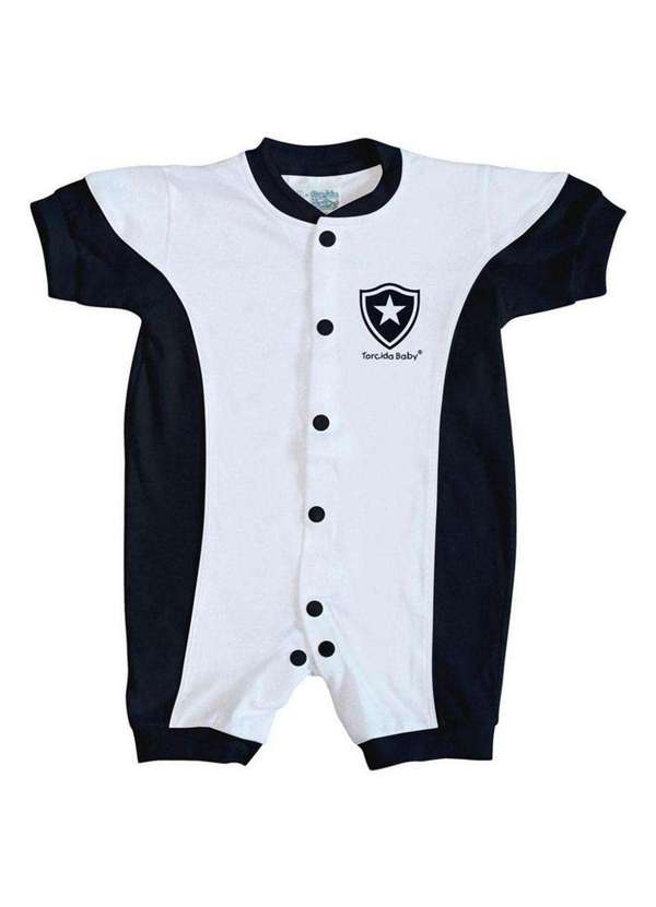 Torcida Baby - Macacão Bebê Botafogo Branco Manga Curta - Torcida Baby Branco / Preto