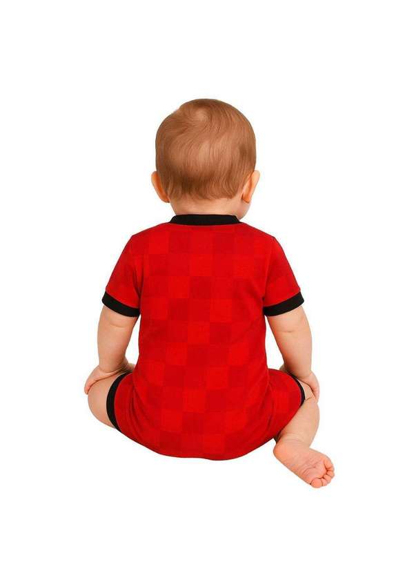 Torcida Baby - Macacão Bebê Flamengo Curto Torcida Baby Vermelho 3