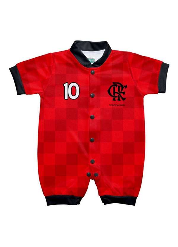 Torcida Baby - Macacão Bebê Flamengo Curto Torcida Baby Vermelho 4