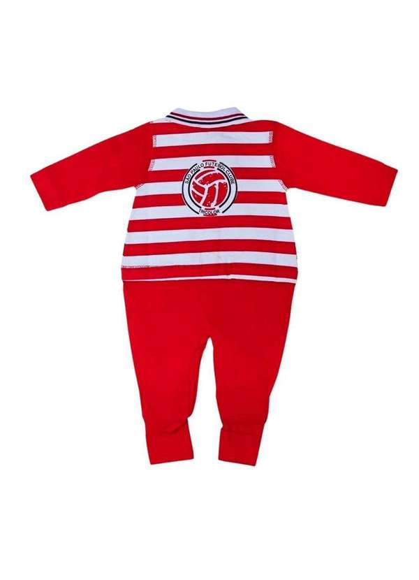 Revedor - Macacão Bebê São Paulo Longo Listras Oficial Vermelho 3
