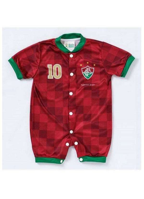 Torcida Baby - Macacão Curto Bebê Fluminense - Torcida Baby Grená / Verde