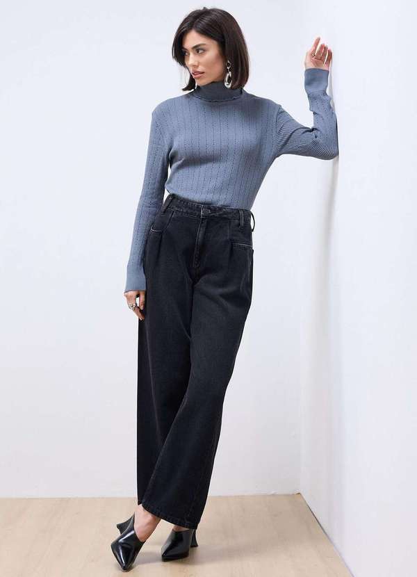 Laccord - Blusa de Tricot Gola Role Cinza 2