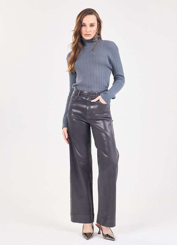 Laccord - Blusa de Tricot Gola Role Cinza 5