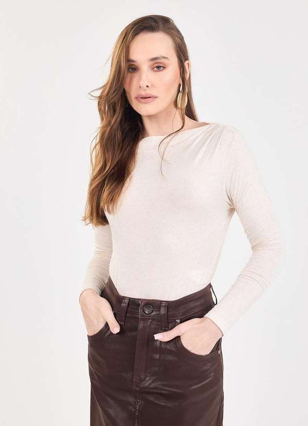 Laccord - Blusa Decote Canoa com Drapeado no Ombro Branco 2