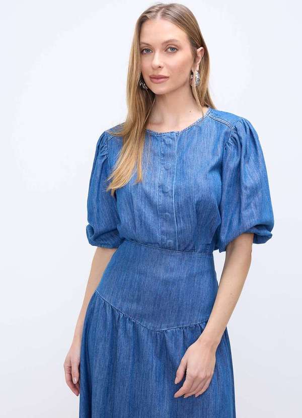 Laccord - Blusa Jeans Meia Manga Azul 4