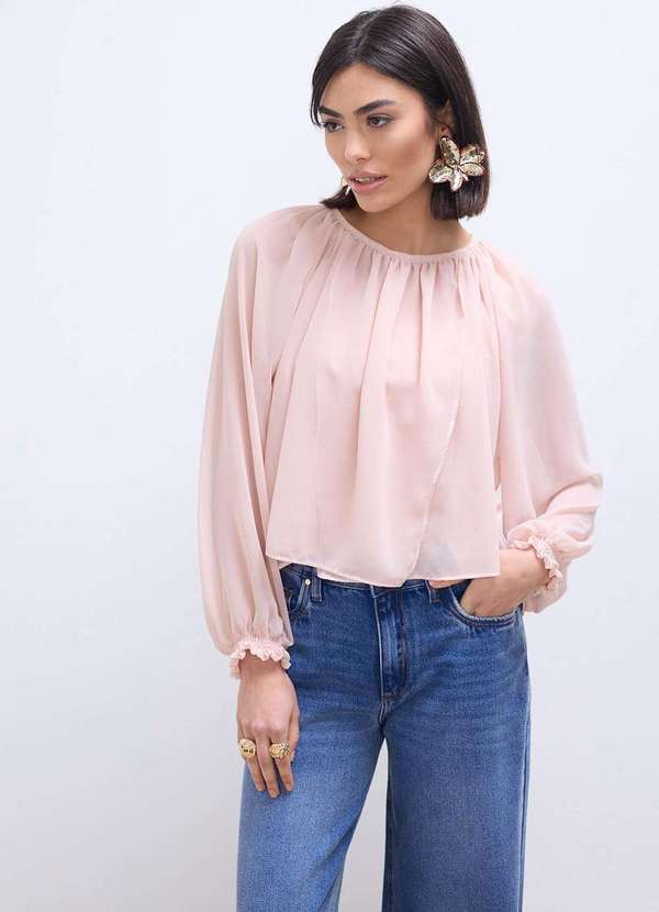 Laccord - Blusa Manga Longa com Transpasse Rosa 2