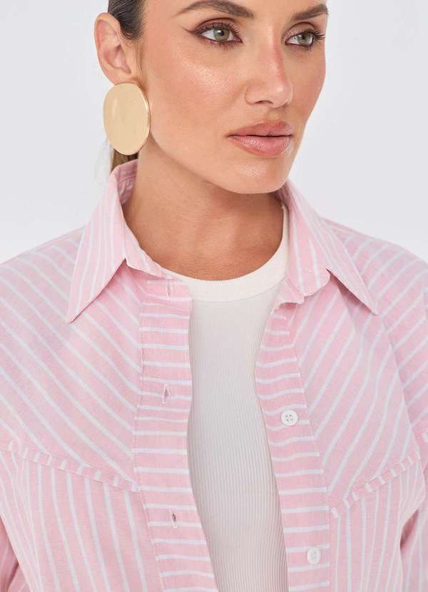 Laccord - Camisa Cambraia Listrada Rosa