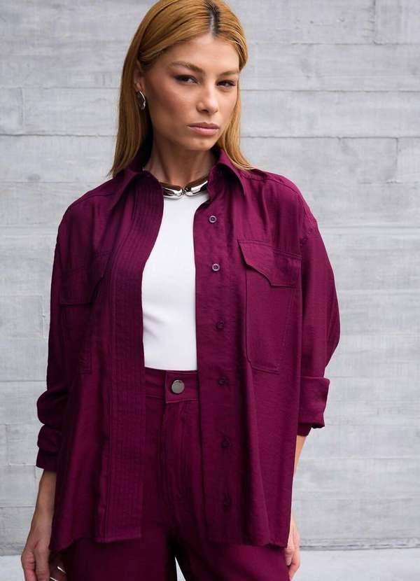 Laccord - Camisa com Bolsos Marsala Vermelho 1