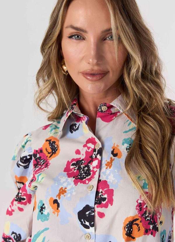 Laccord - Camisa de Tricoline Estampa Floral Estampado 2