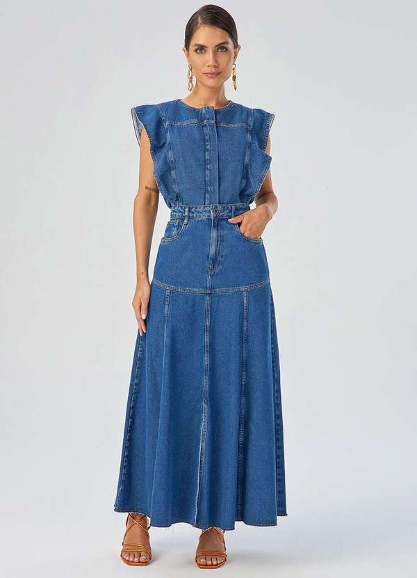 Laccord - Top Jeans com Babado Denim Medio Azul 2