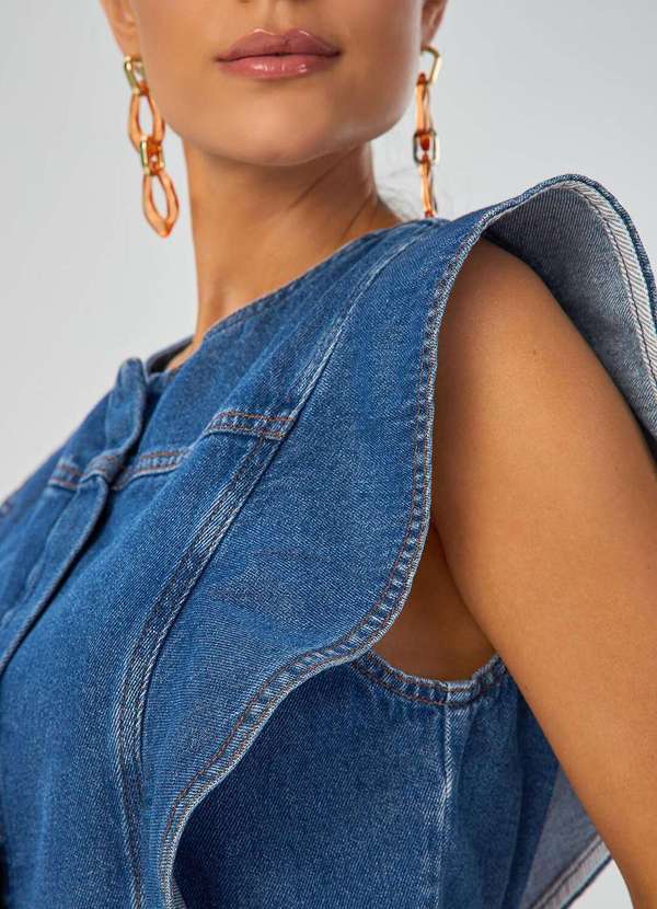 Laccord - Top Jeans com Babado Denim Medio Azul 3
