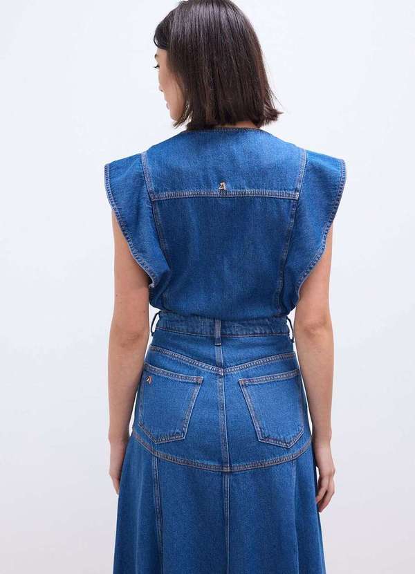 Laccord - Top Jeans com Babado Denim Medio Azul 6