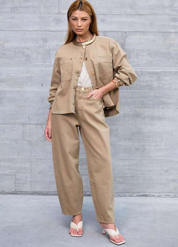 Laccord - Calca de Sarja Ballon Amendoa Marrom