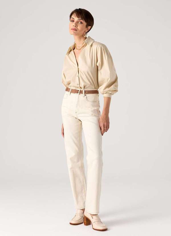 Laccord - Calca de Sarja Reta com Cinto Branco 4