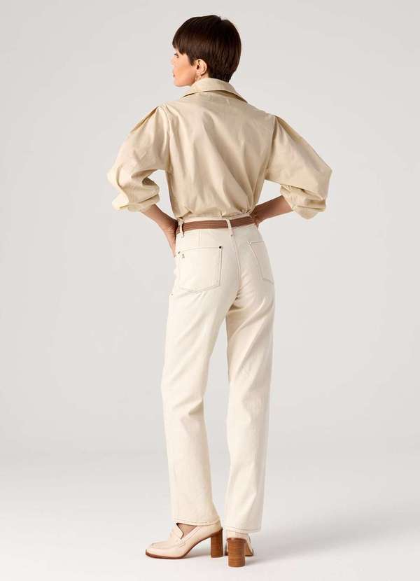 Laccord - Calca de Sarja Reta com Cinto Branco 6