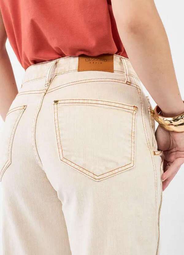 Laccord - Calca de Sarja Reta com Recorte Lateral Branco 6