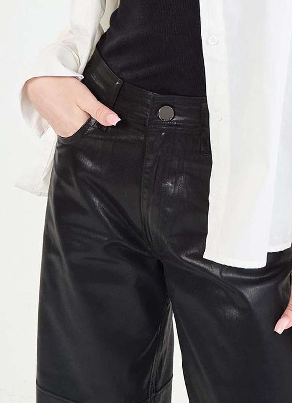 Laccord - Calca de Sarja Reta Resinada Preto 2