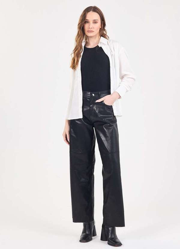 Laccord - Calca de Sarja Reta Resinada Preto 3