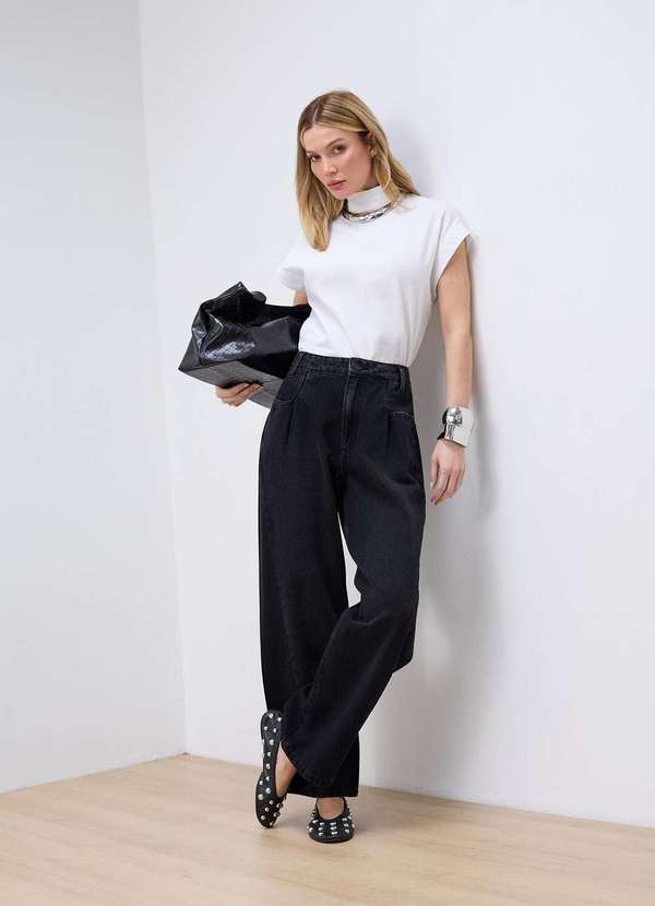 Laccord - Calca Jeans Barrel Preta Azul 2